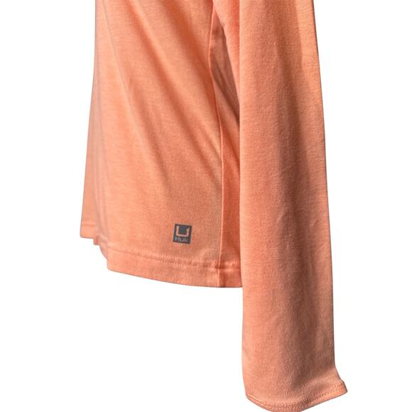 HUK Waypoint Long-Sleeve Hoodie Sweatshirt Women's Small LightOrange Lightweight - Picture 2 of 4